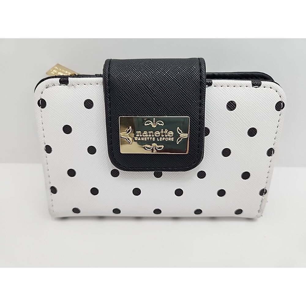 Nanette‎ Lepore Black & White Polka Dot Wallet With Gold